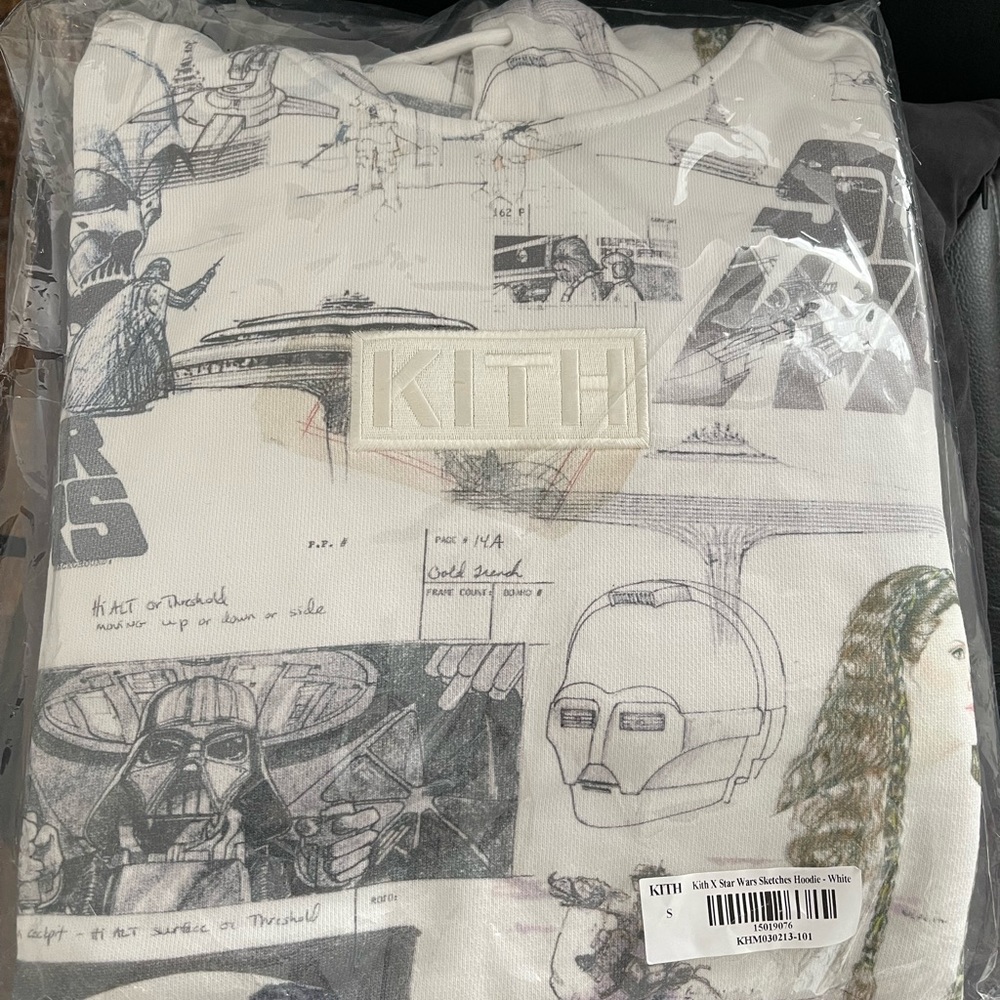 KITH STARWARS Sketches Hoodie White Size Small